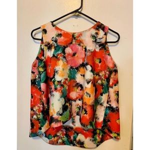 Meg Shop Floral Brushstroke Sleeveless hi Lo Top